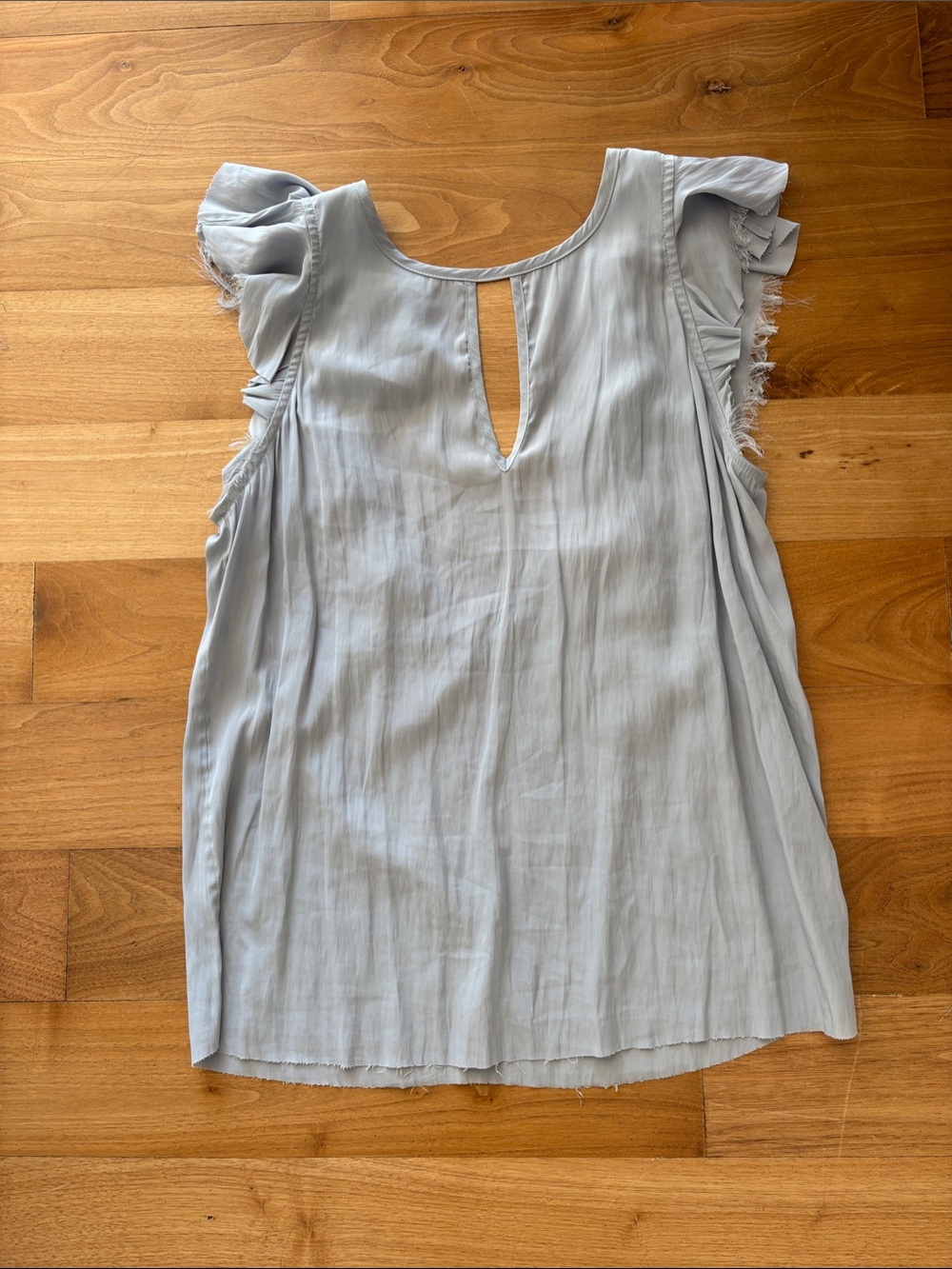Light Blue Ruffle Sleeve Women's Top